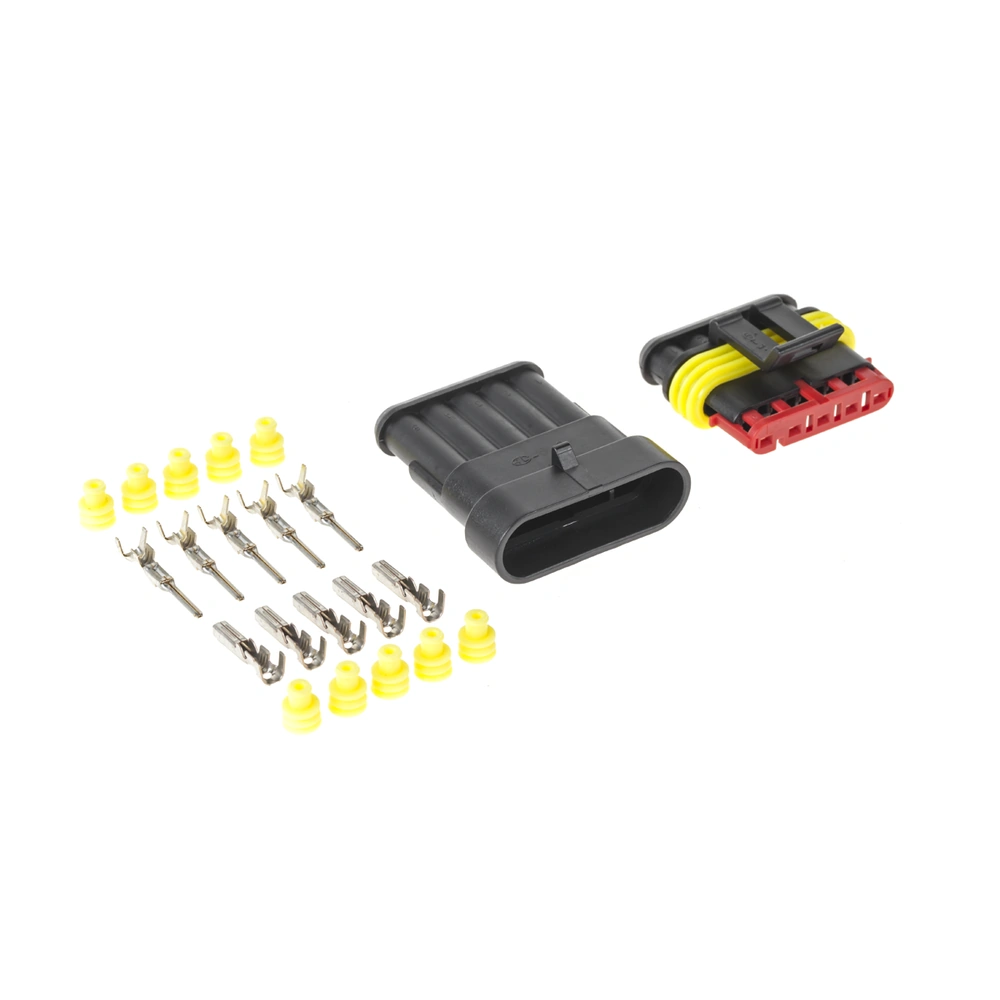 Hermetische connector set - 12 tot 24 Volt - 5 pin superseal - IP67 - 5 stuks Hermetische connector set - 12 tot 24 Volt - 5 pin superseal - IP67 - 5 stuks